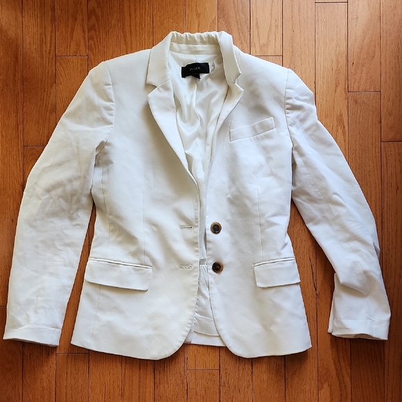 J Crew Elegant White Structured Blazer - Women's Size 2 - Picture 1 of 6